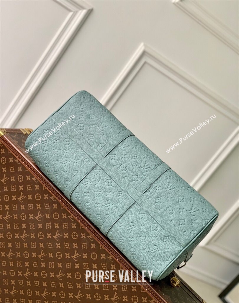 Louis Vuitton Mens Keepall Bandouliere 35 Bag in Monogram Leather M13865 Misty Lake Green 2025 (KI-250524037)