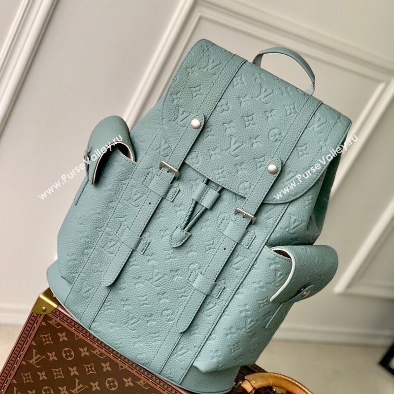 Louis Vuitton Mens Christopher MM Backpack Bag in Monogram Leather M13863 Misty Lake Green 2025 (KI-250524038)