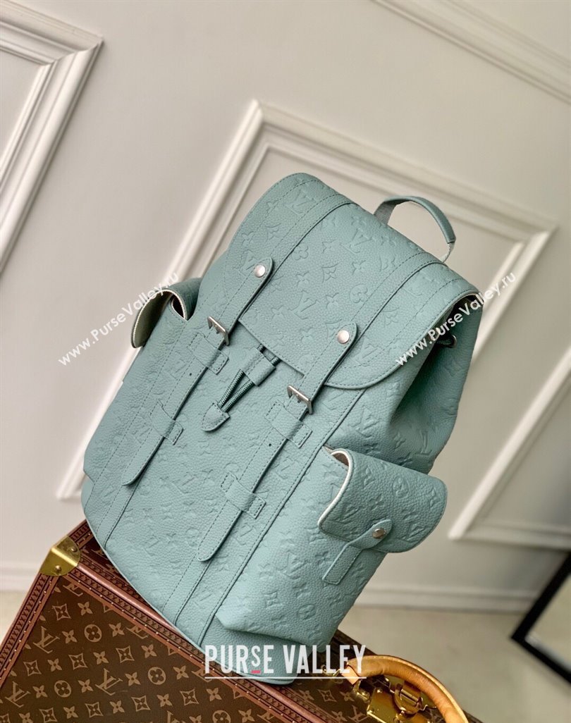 Louis Vuitton Mens Christopher MM Backpack Bag in Monogram Leather M13863 Misty Lake Green 2025 (KI-250524038)