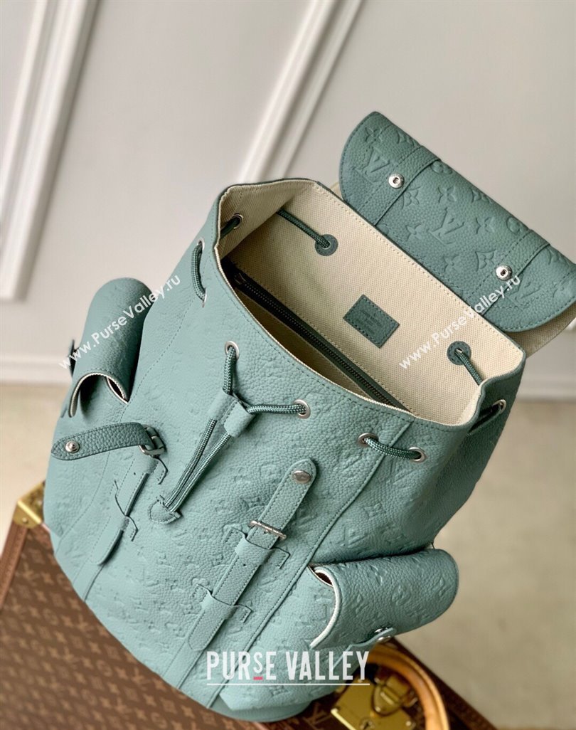Louis Vuitton Mens Christopher MM Backpack Bag in Monogram Leather M13863 Misty Lake Green 2025 (KI-250524038)