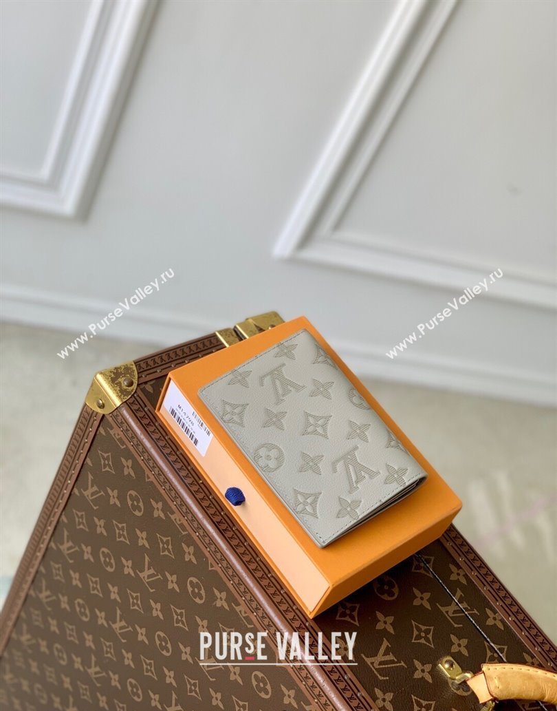 Louis Vuitton Passport Cover in Sand Grey Monogram Shadow Leather M14798 2025 (KI-250523068)