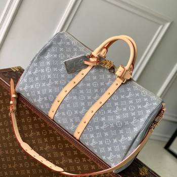 Louis Vuitton Keepall Bandouliere 45 travel bag in Cloudy Grey Certified Organic Cotton M13748 2025 (KI-250523019)