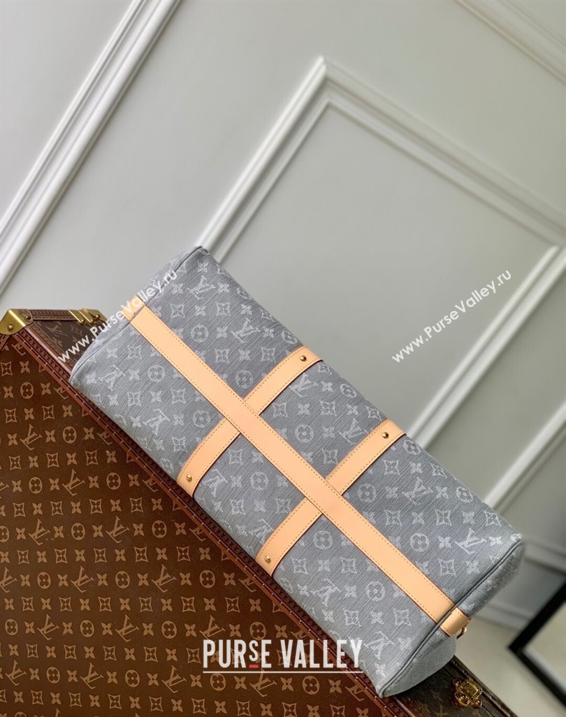 Louis Vuitton Keepall Bandouliere 45 travel bag in Cloudy Grey Certified Organic Cotton M13748 2025 (KI-250523019)
