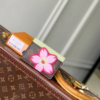 Louis Vuitton LV x TM Card Holder Wallet in Sakura Brown Monogram Canvas with Cherry Blossom 2025 M13429 (KI-250523006)