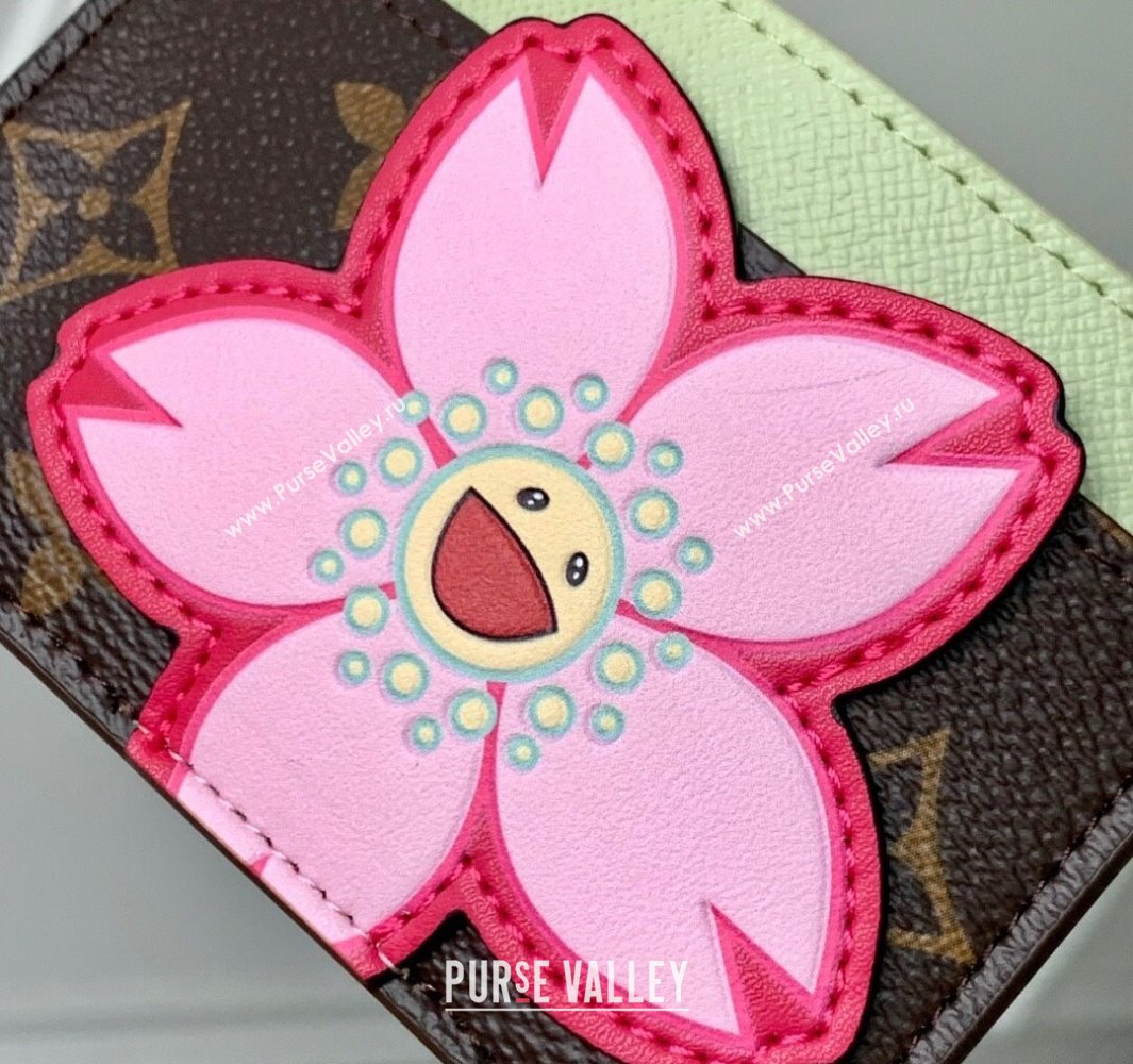 Louis Vuitton LV x TM Card Holder Wallet in Sakura Brown Monogram Canvas with Cherry Blossom 2025 M13429 (KI-250523006)