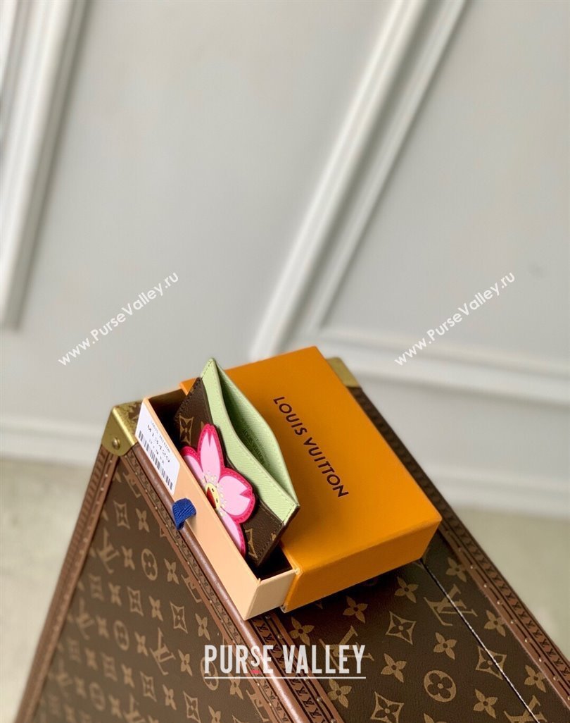 Louis Vuitton LV x TM Card Holder Wallet in Sakura Brown Monogram Canvas with Cherry Blossom 2025 M13429 (KI-250523006)