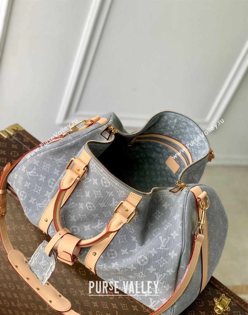 Louis Vuitton Keepall Bandouliere 45 travel bag in Cloudy Grey Certified Organic Cotton M13748 2025 (KI-250523019)