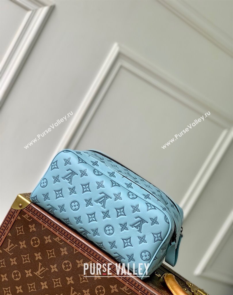 Louis Vuitton Dopp Kit Clutch in Sky Blue Monogram Shadow Leather M14885 2025 (KI-250523081)