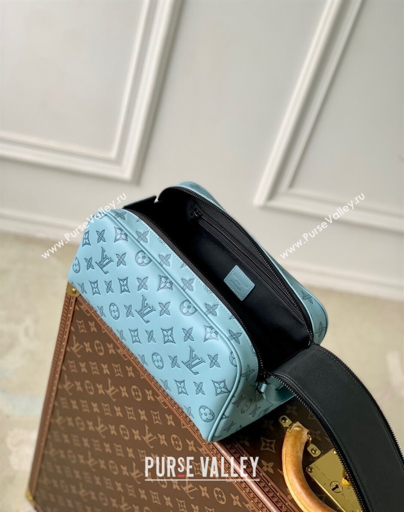 Louis Vuitton Dopp Kit Clutch in Sky Blue Monogram Shadow Leather M14885 2025 (KI-250523081)