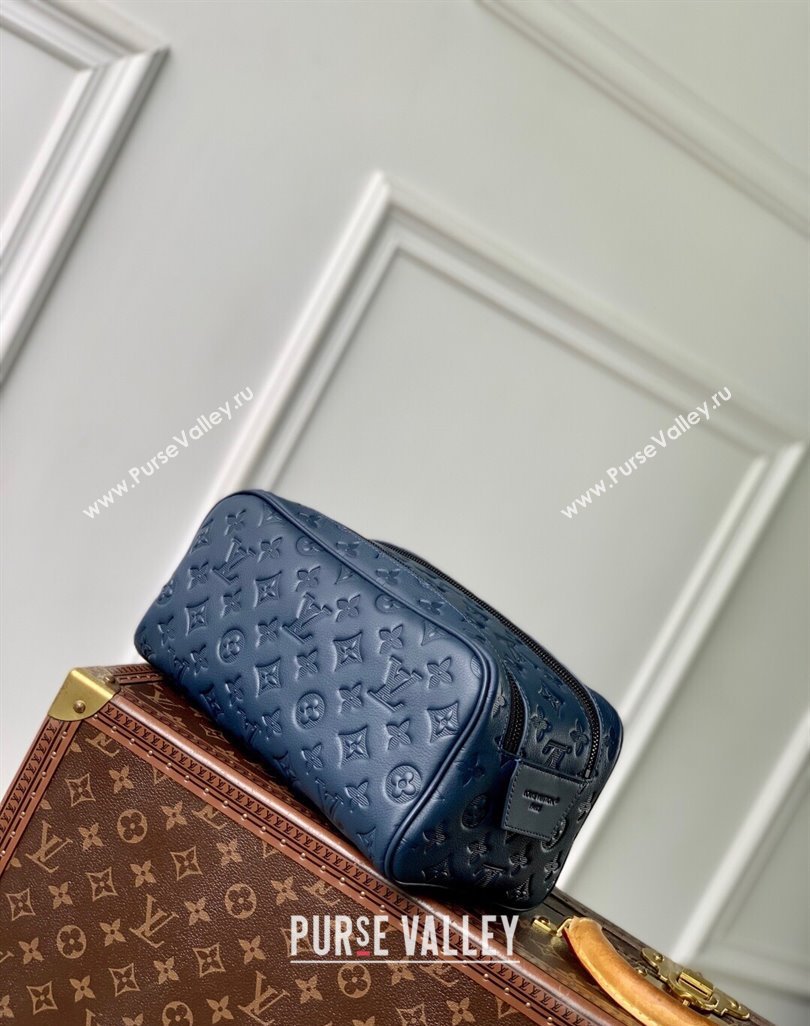 Louis Vuitton Dopp Kit Clutch in Navy Blue Monogram Shadow Leather M14843 2025 (KI-250523080)