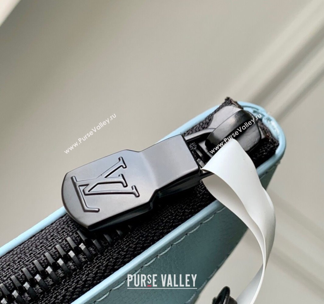 Louis Vuitton Mens Pochette To-Go Pouch in Sand Grey Monogram Shadow Leather M14914 Sky Blue 2025 (KI-250523065)