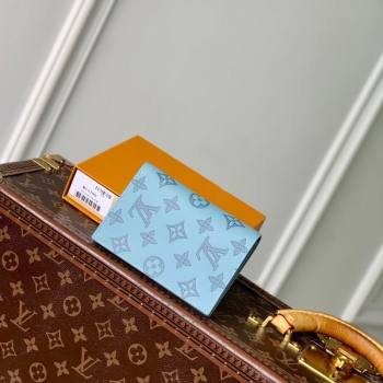 Louis Vuitton Passport Cover in Sky Blue Monogram Shadow Leather M14798 2025 (KI-250523067)