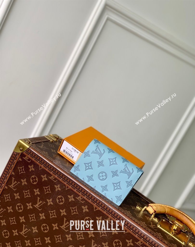 Louis Vuitton Passport Cover in Sky Blue Monogram Shadow Leather M14798 2025 (KI-250523067)