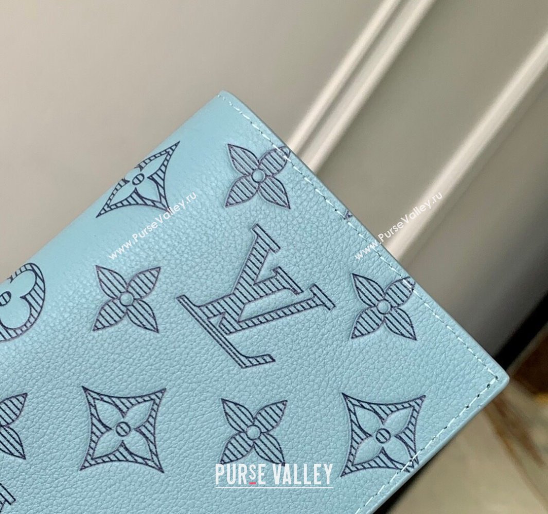 Louis Vuitton Passport Cover in Sky Blue Monogram Shadow Leather M14798 2025 (KI-250523067)