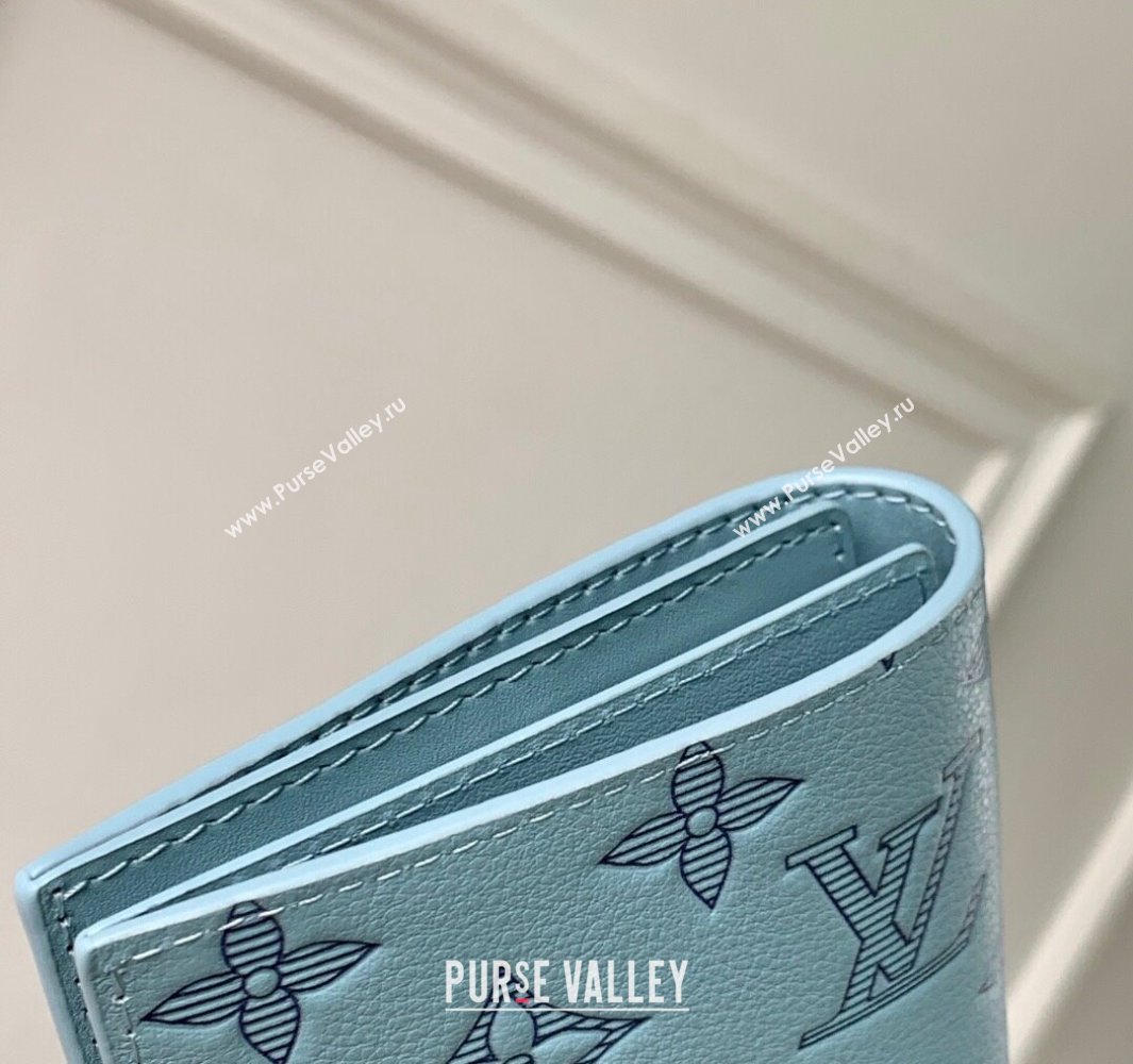 Louis Vuitton Passport Cover in Sky Blue Monogram Shadow Leather M14798 2025 (KI-250523067)