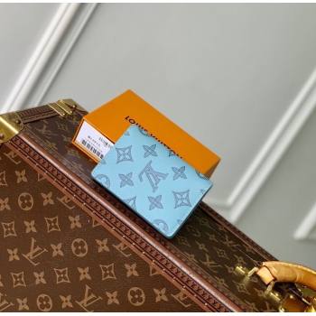 Louis Vuitton Pocket Organizer Wallet in Sky Blue Monogram Shadow Leather M14861 2025 (KI-250523072)