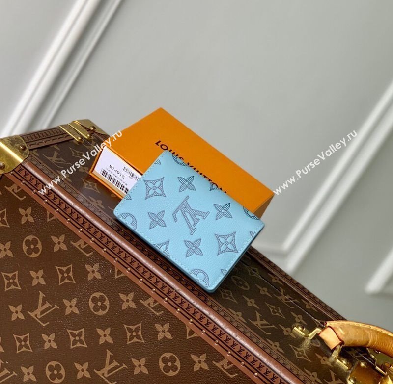 Louis Vuitton Pocket Organizer Wallet in Sky Blue Monogram Shadow Leather M14861 2025 (KI-250523072)