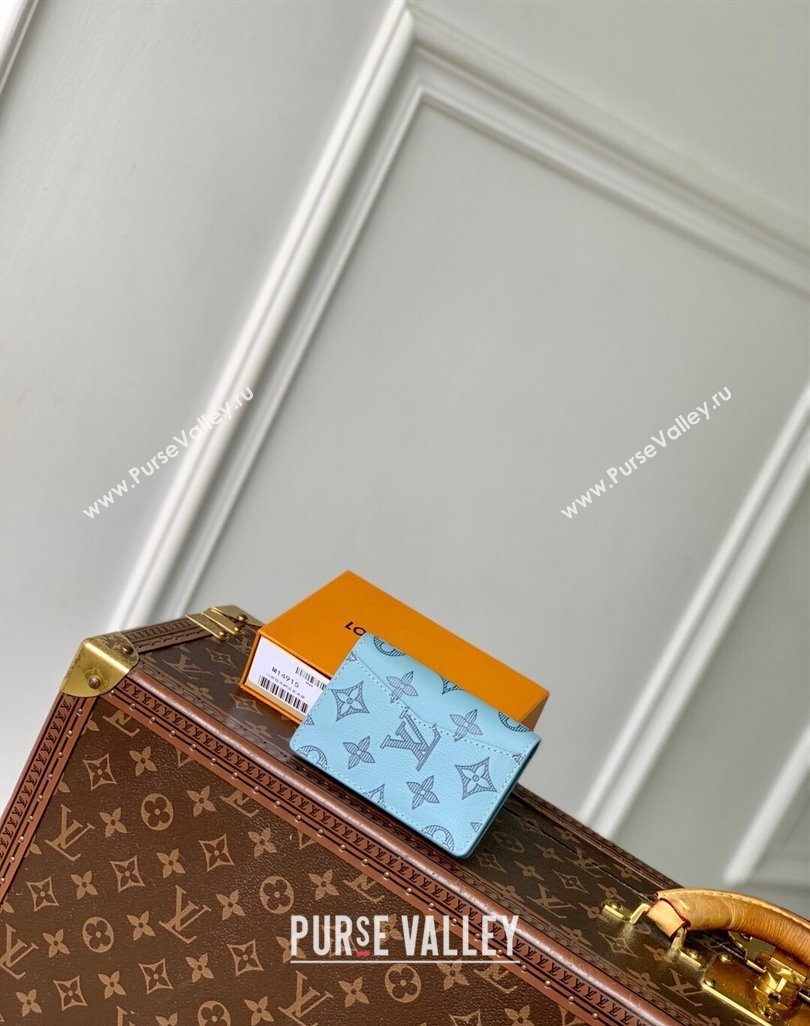 Louis Vuitton Pocket Organizer Wallet in Sky Blue Monogram Shadow Leather M14861 2025 (KI-250523072)