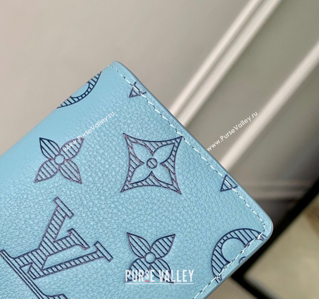 Louis Vuitton Pocket Organizer Wallet in Sky Blue Monogram Shadow Leather M14861 2025 (KI-250523072)