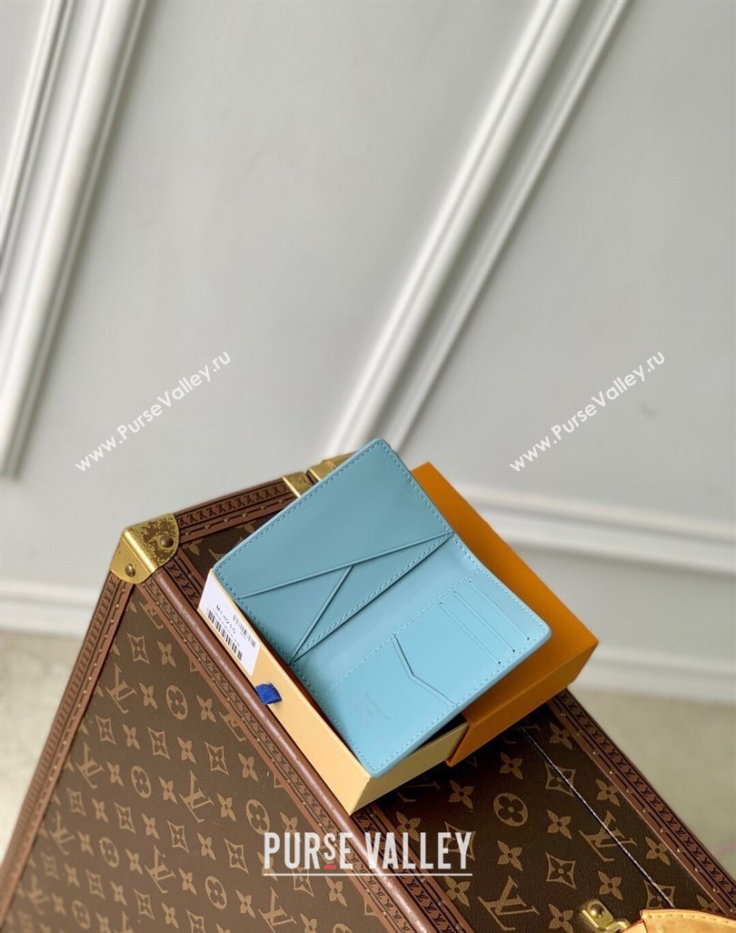 Louis Vuitton Pocket Organizer Wallet in Sky Blue Monogram Shadow Leather M14861 2025 (KI-250523072)