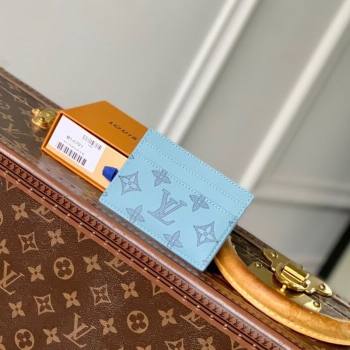 Louis Vuitton Double Card Holder in Sky Blue Monogram Shadow Leather M14791 2025 (KI-250523075)