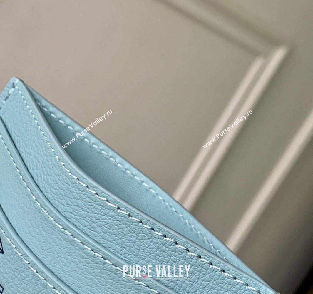 Louis Vuitton Double Card Holder in Sky Blue Monogram Shadow Leather M14791 2025 (KI-250523075)