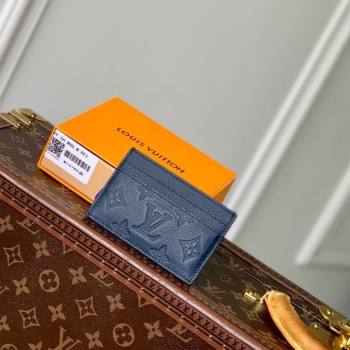 Louis Vuitton Double Card Holder in Navy Blue Monogram Shadow Leather M14789 2025 (KI-250523076)