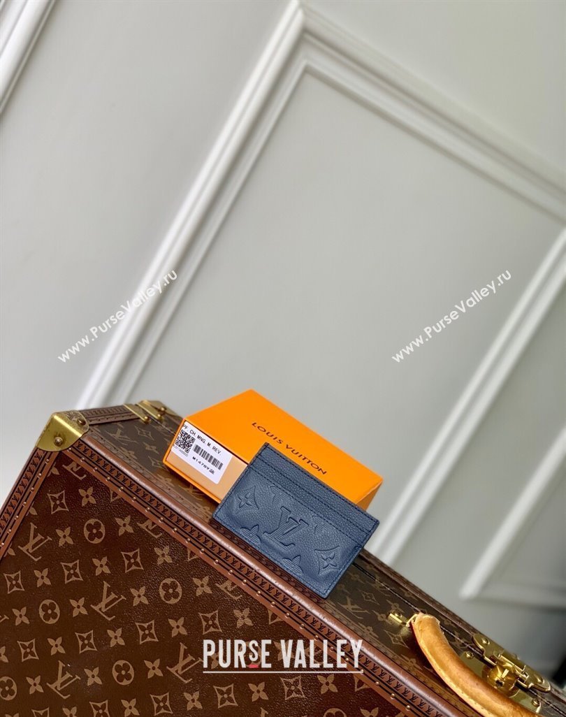 Louis Vuitton Double Card Holder in Navy Blue Monogram Shadow Leather M14789 2025 (KI-250523076)