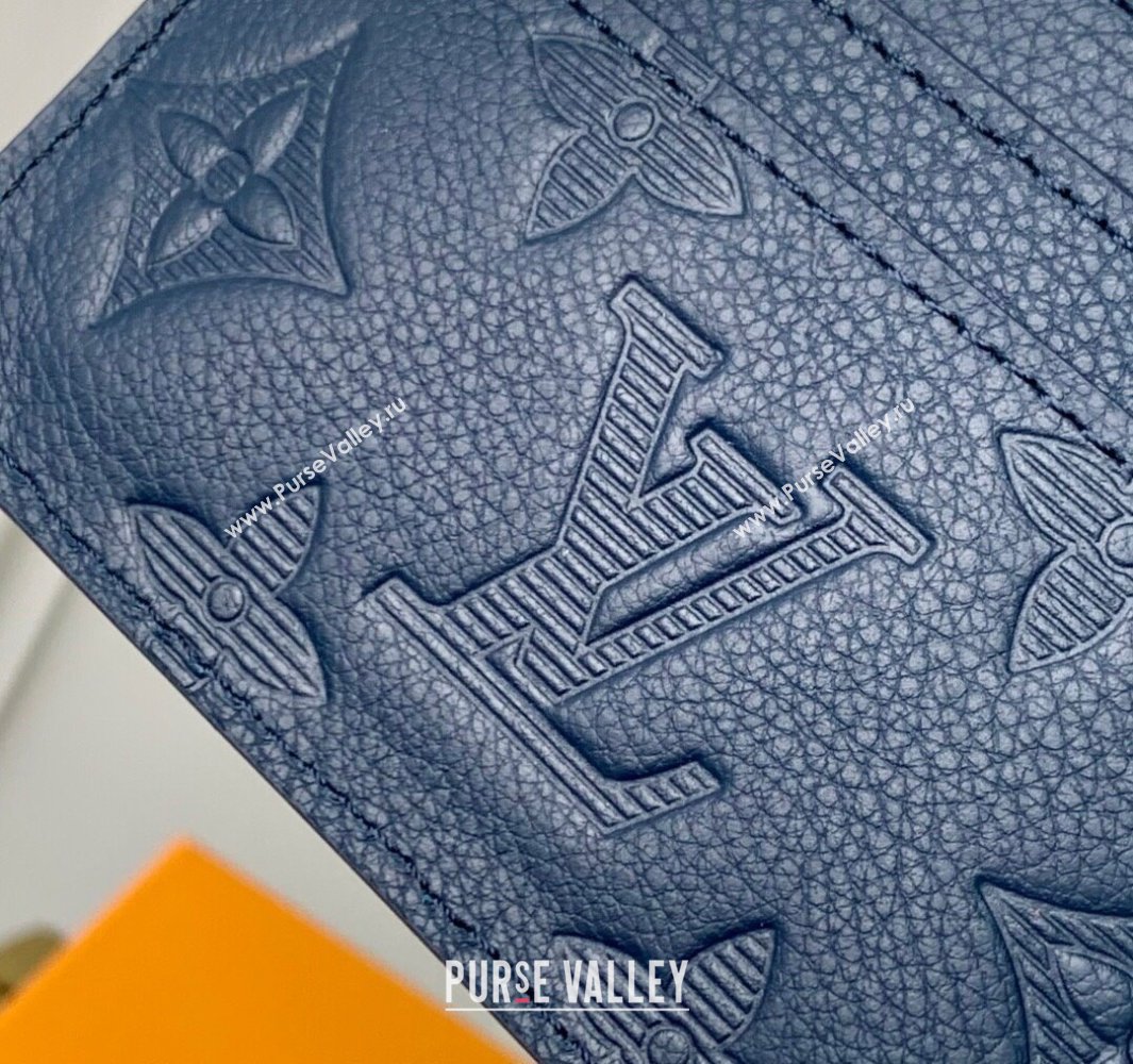 Louis Vuitton Double Card Holder in Navy Blue Monogram Shadow Leather M14789 2025 (KI-250523076)