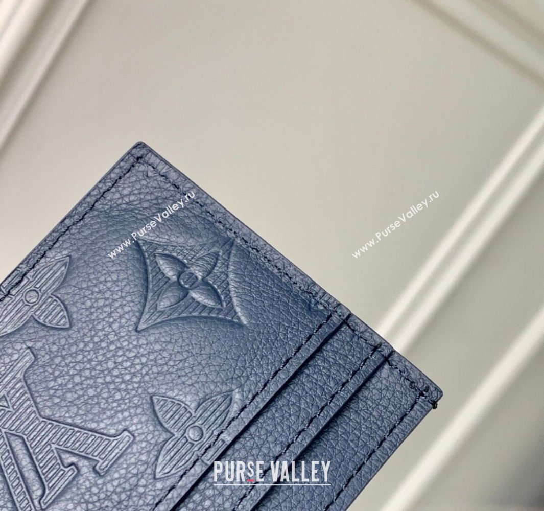 Louis Vuitton Double Card Holder in Navy Blue Monogram Shadow Leather M14789 2025 (KI-250523076)