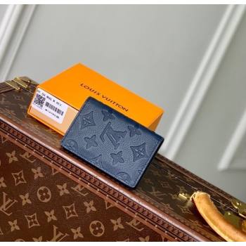 Louis Vuitton Pocket Organizer Wallet in Navy Blue Monogram Shadow Leather M14786 2025 (KI-250523073)