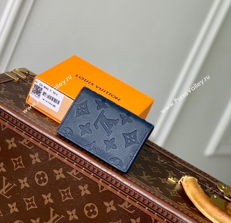 Louis Vuitton Pocket Organizer Wallet in Navy Blue Monogram Shadow Leather M14786 2025 (KI-250523073)