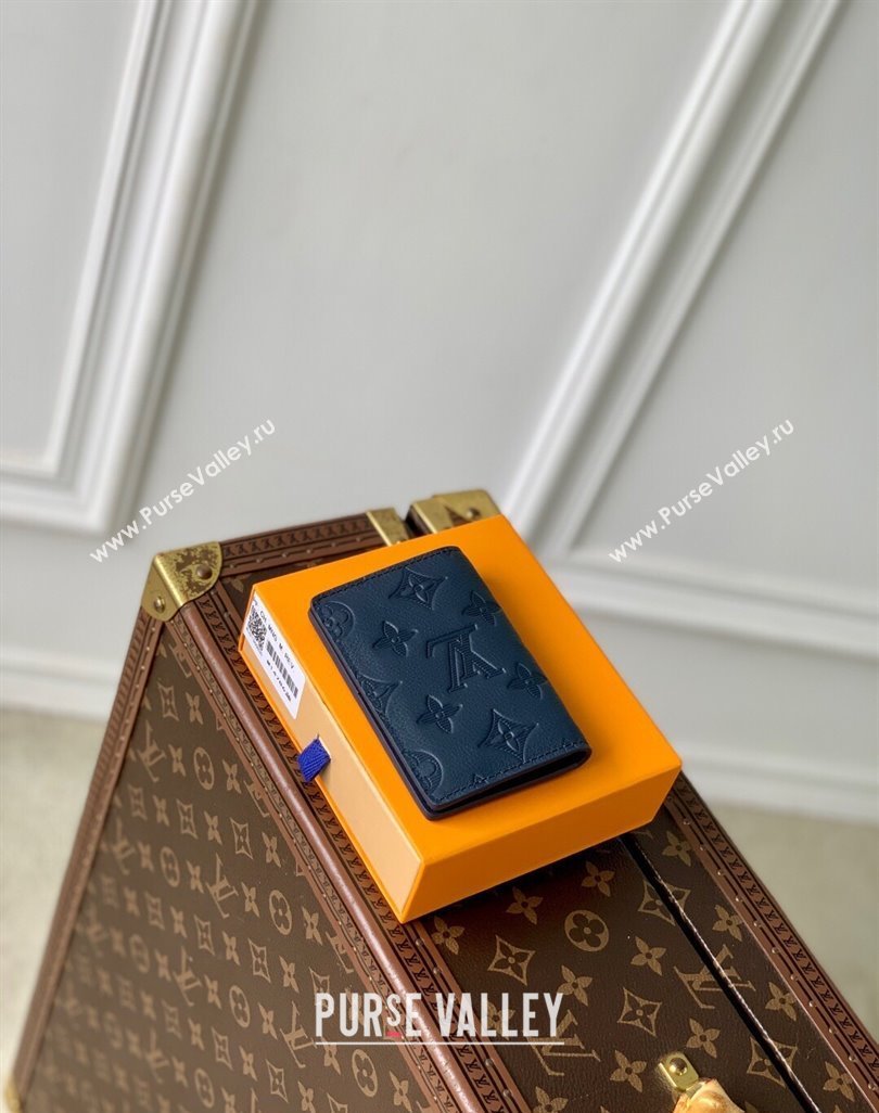 Louis Vuitton Pocket Organizer Wallet in Navy Blue Monogram Shadow Leather M14786 2025 (KI-250523073)