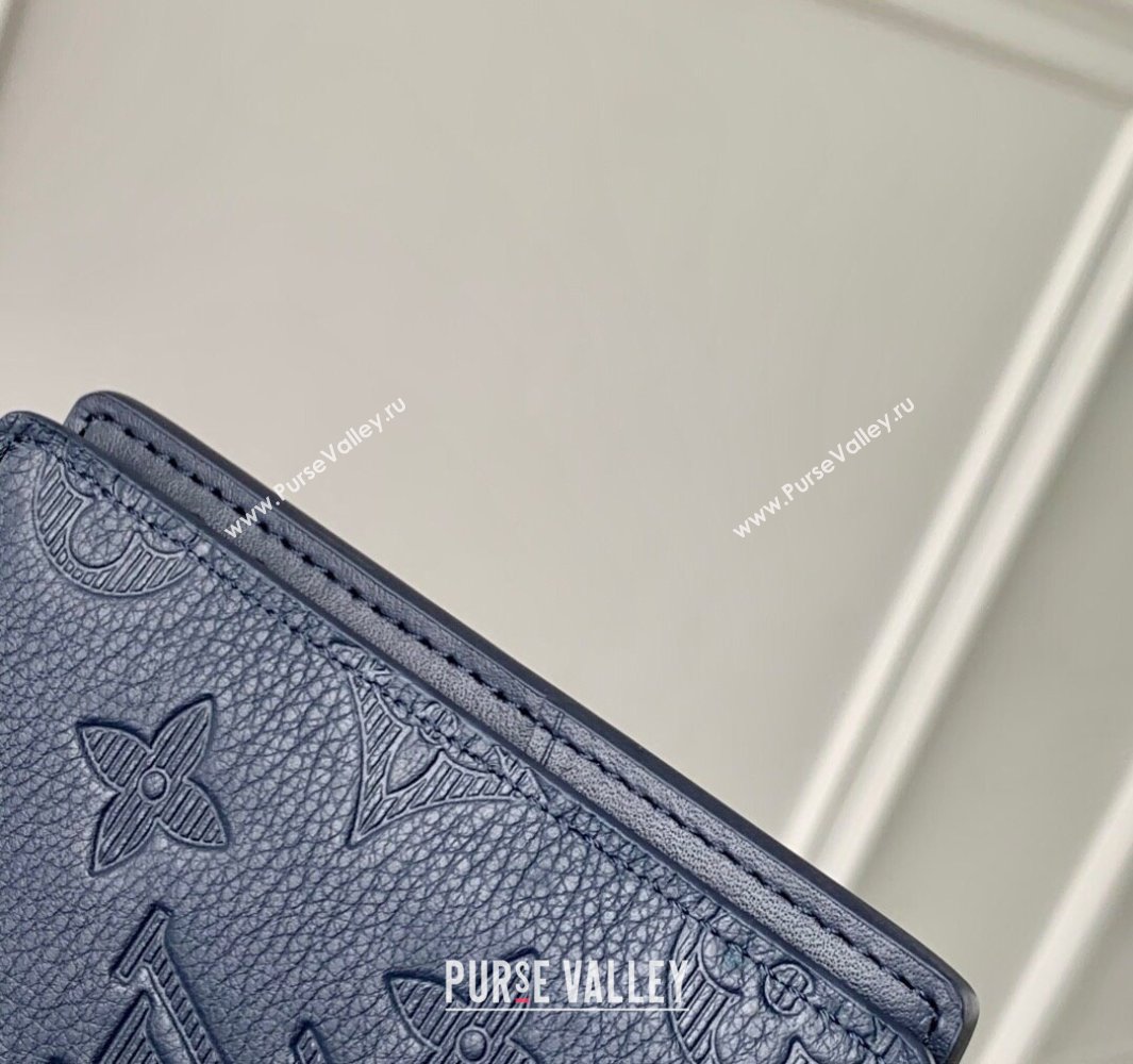 Louis Vuitton Pocket Organizer Wallet in Navy Blue Monogram Shadow Leather M14786 2025 (KI-250523073)