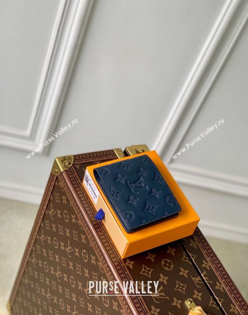 Louis Vuitton Multiple Wallet in Navy Blue Monogram Shadow Leather M14787 2025 (KI-250523071)