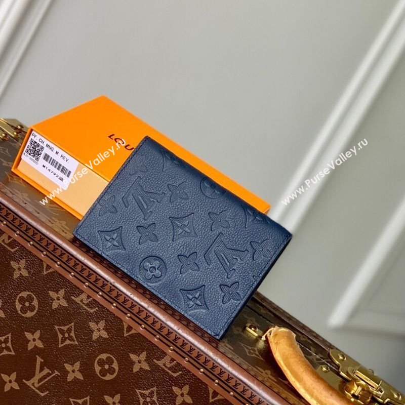 Louis Vuitton Passport Cover in Navy Blue Monogram Shadow Leather M14792 2025 (KI-250523069)