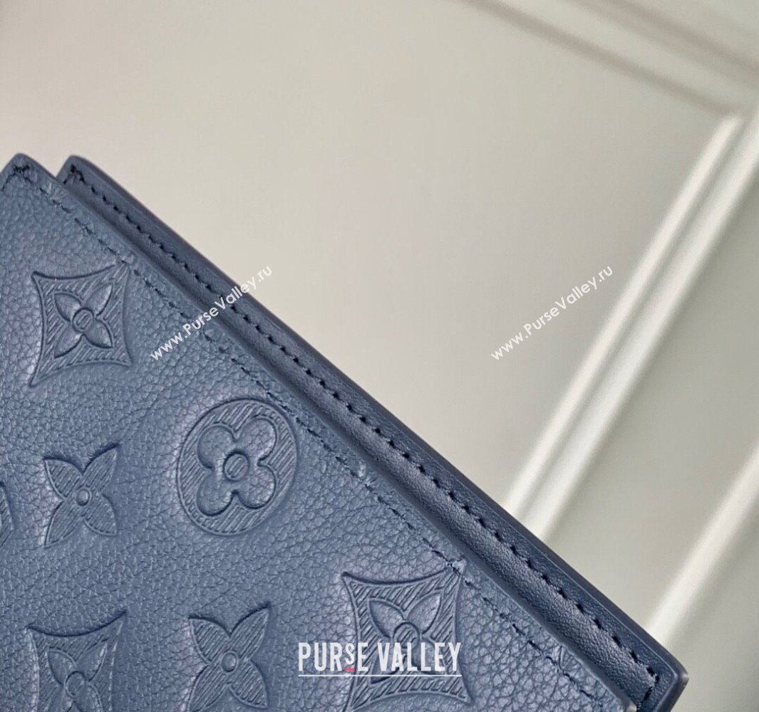 Louis Vuitton Passport Cover in Navy Blue Monogram Shadow Leather M14792 2025 (KI-250523069)
