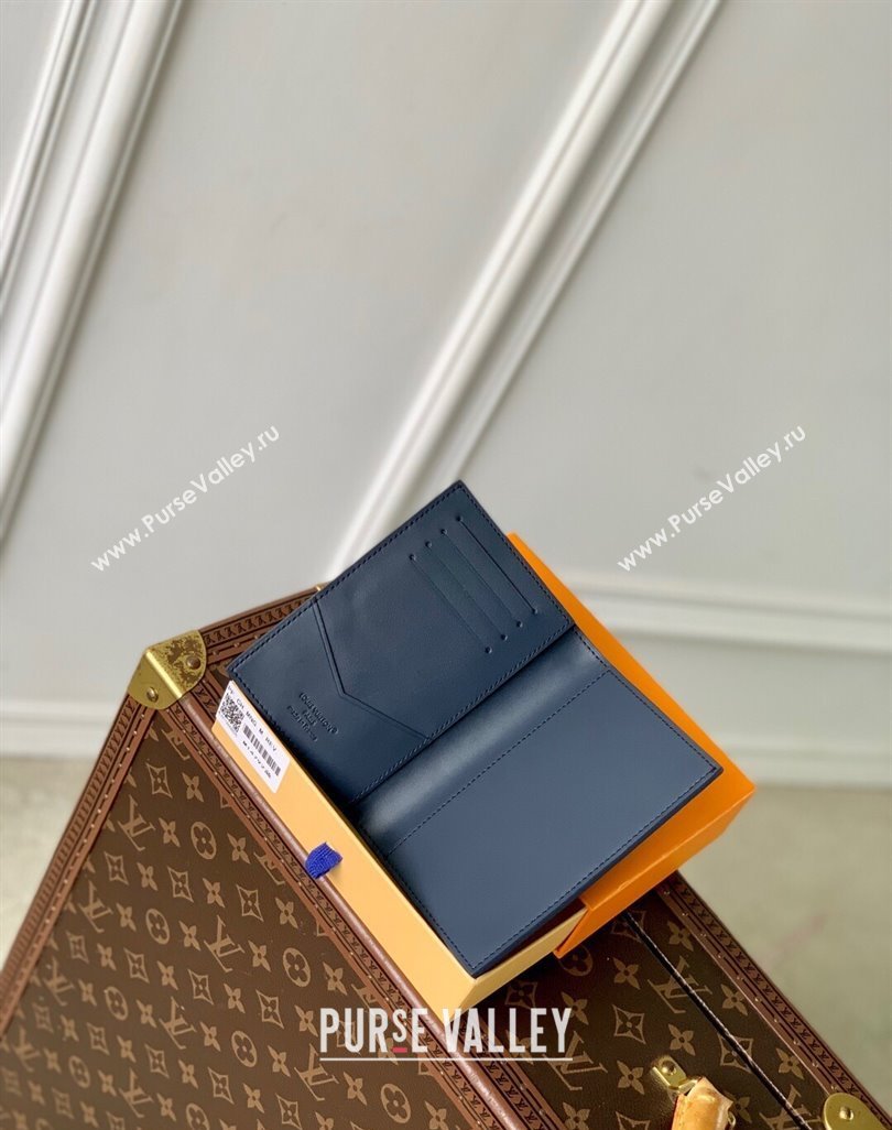 Louis Vuitton Passport Cover in Navy Blue Monogram Shadow Leather M14792 2025 (KI-250523069)