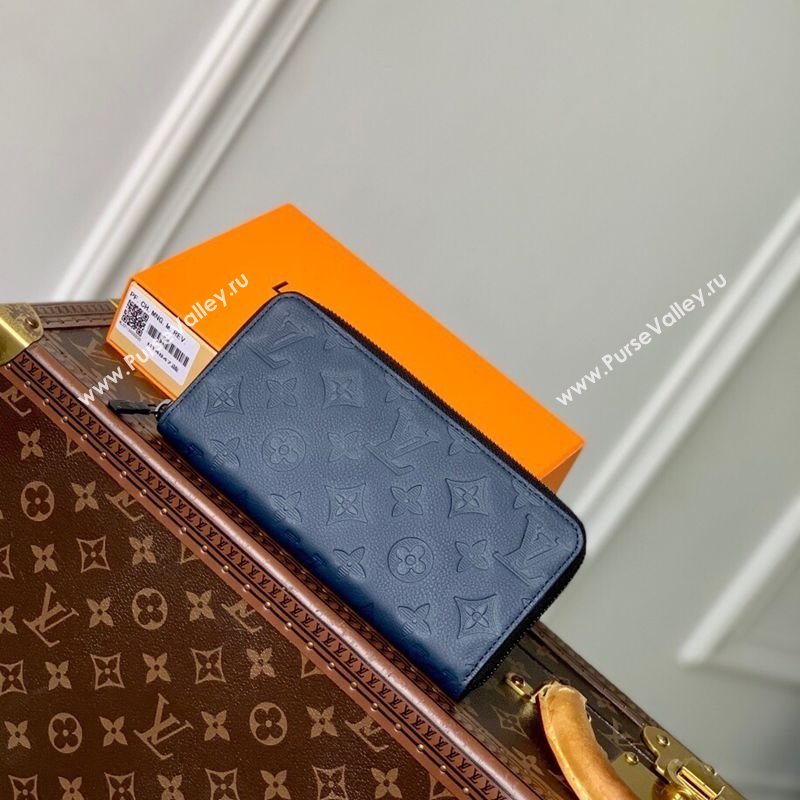 Louis Vuitton Zippy Wallet Horizontal in Navy Blue Monogram Shadow Leather 2025 M14847 (KI-250523078)
