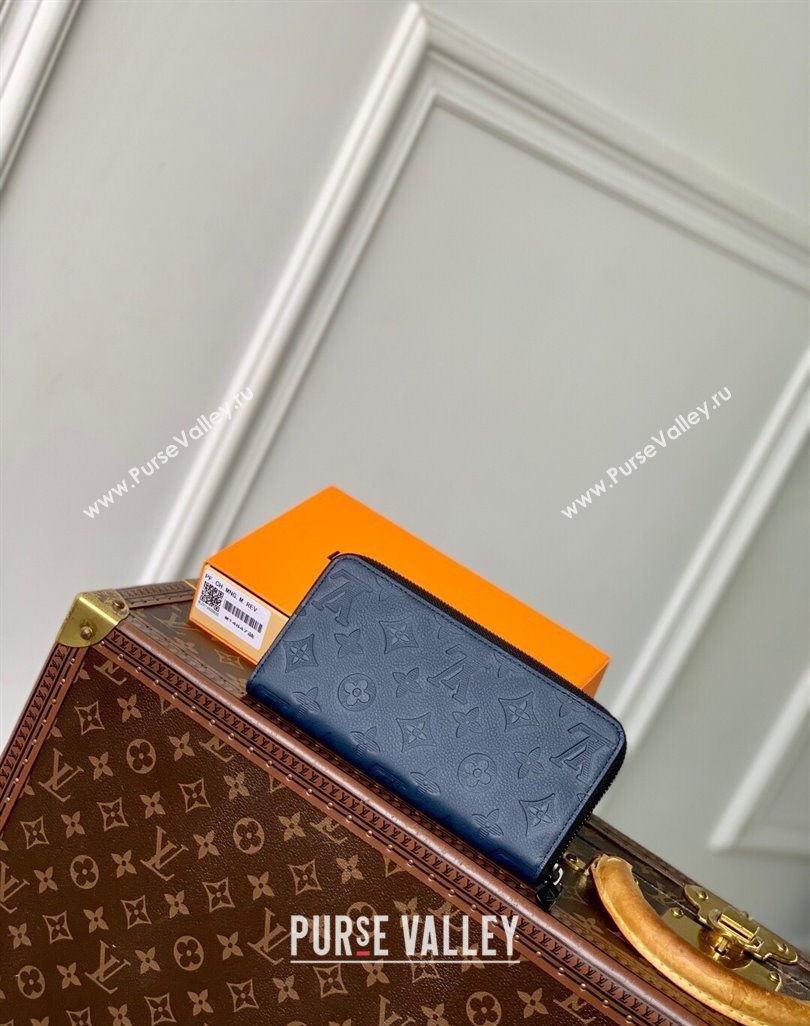 Louis Vuitton Zippy Wallet Horizontal in Navy Blue Monogram Shadow Leather 2025 M14847 (KI-250523078)