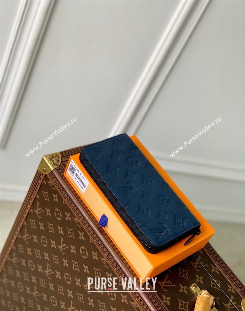 Louis Vuitton Zippy Wallet Horizontal in Navy Blue Monogram Shadow Leather 2025 M14847 (KI-250523078)