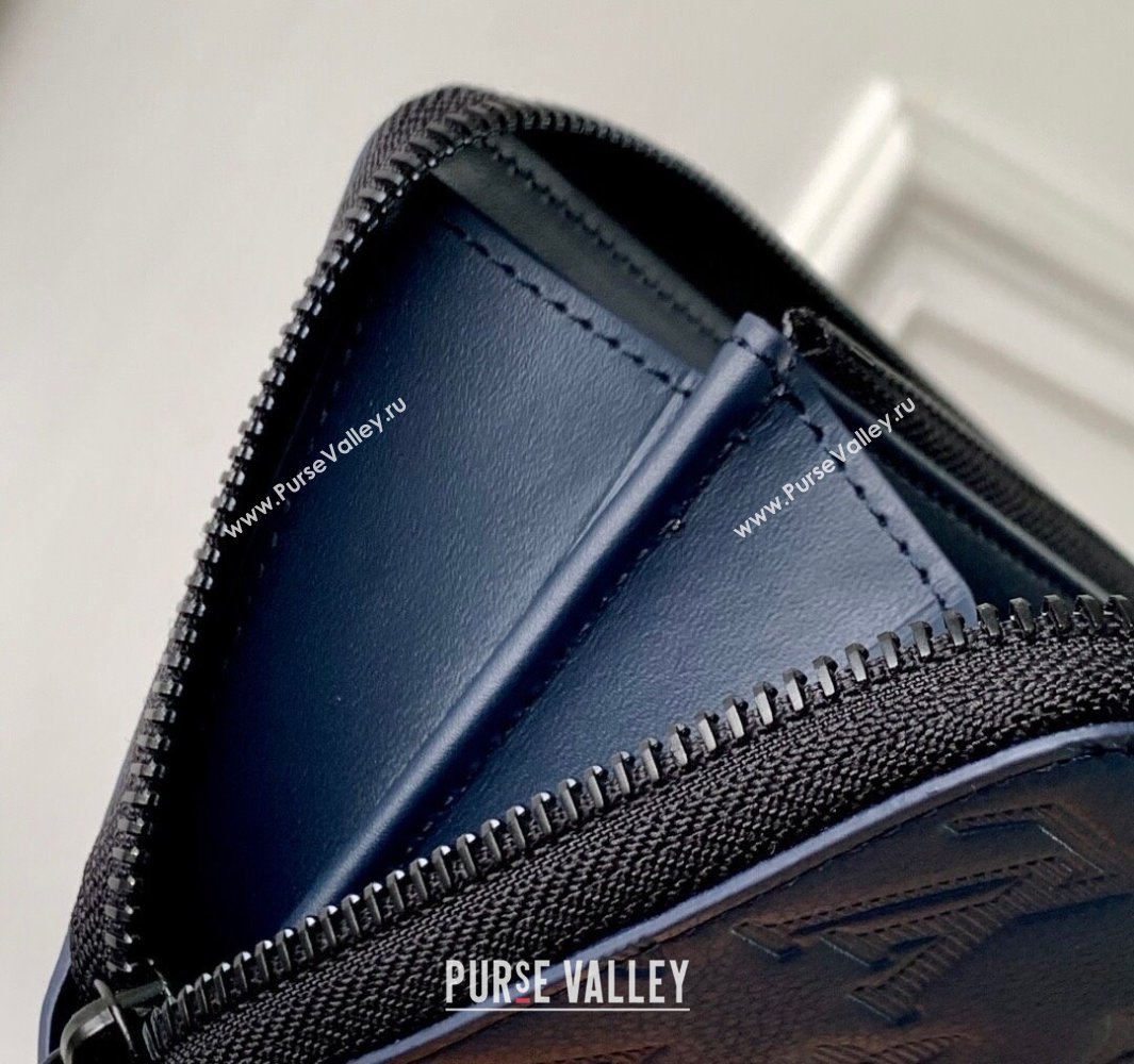 Louis Vuitton Zippy Wallet Horizontal in Navy Blue Monogram Shadow Leather 2025 M14847 (KI-250523078)