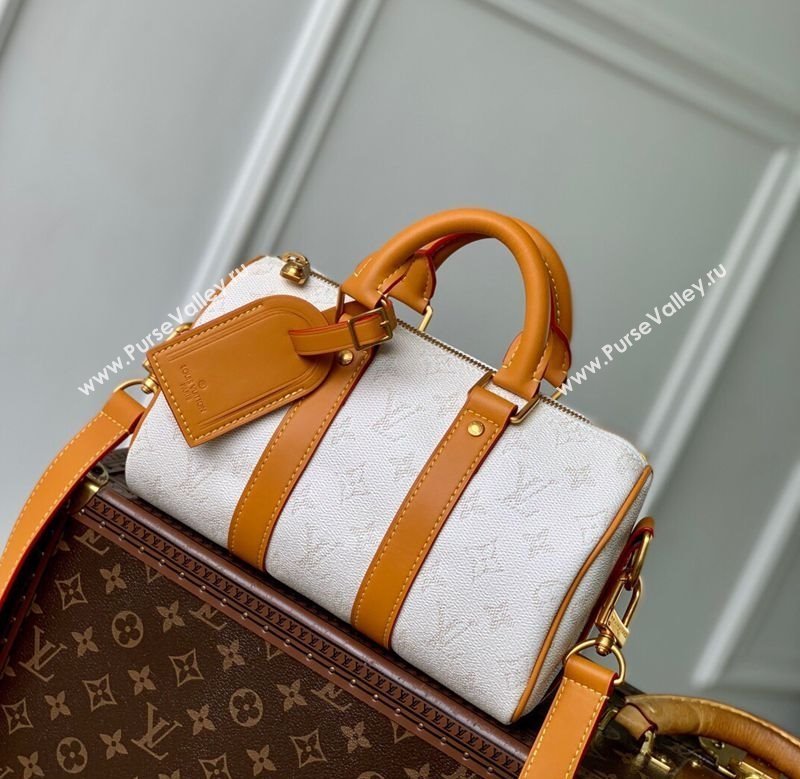 Louis Vuitton Keepall Bandouliere 25 Bag in Monogram Heritage Canvas Off-White 2025 M15076 (KI-250524003)