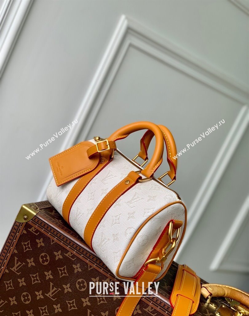 Louis Vuitton Keepall Bandouliere 25 Bag in Monogram Heritage Canvas Off-White 2025 M15076 (KI-250524003)