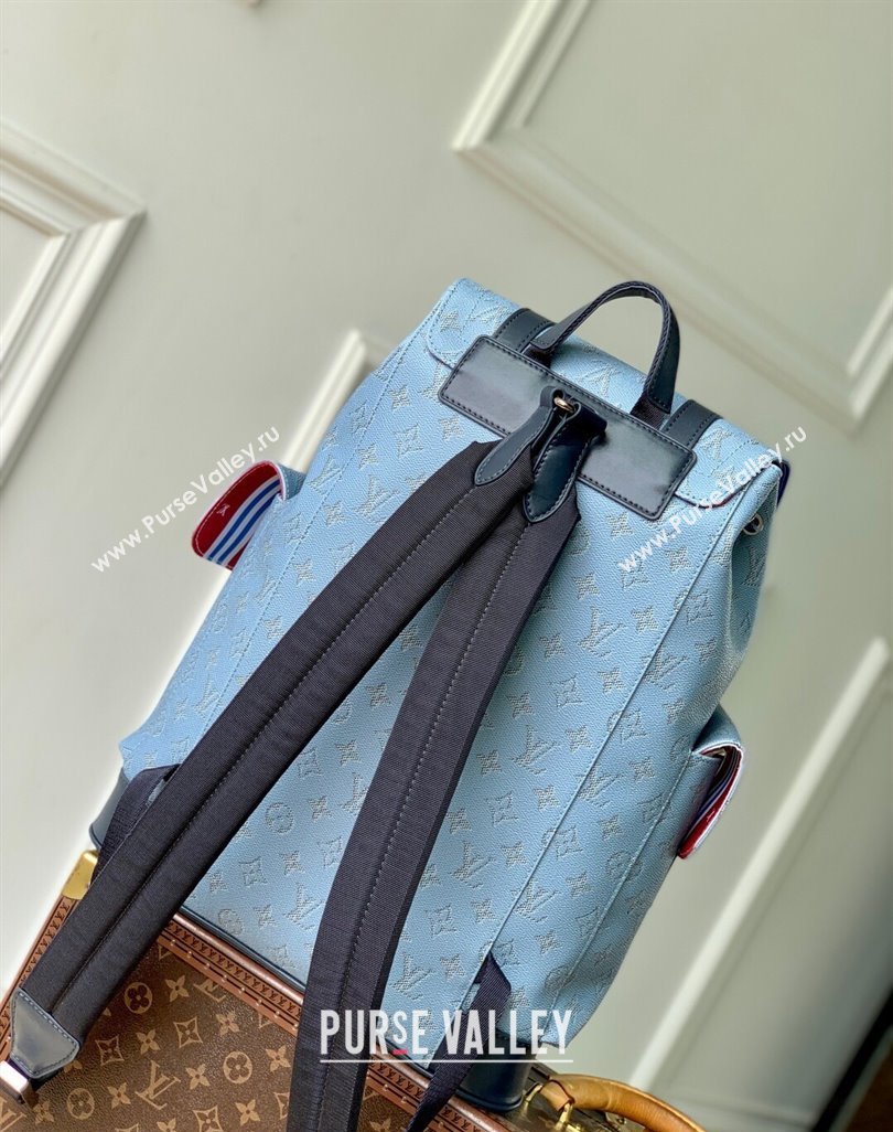 Louis Vuitton Mens Christopher MM Backpack Bag in Monogram Heritage Canvas Blue 2025 M14676 (KI-250524005)
