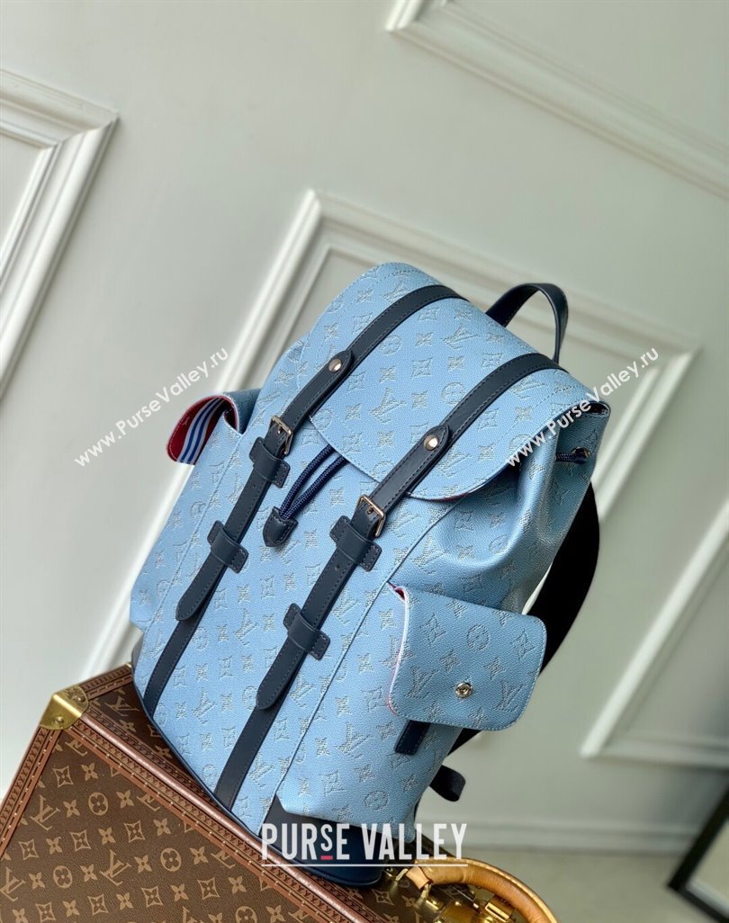 Louis Vuitton Mens Christopher MM Backpack Bag in Monogram Heritage Canvas Blue 2025 M14676 (KI-250524005)