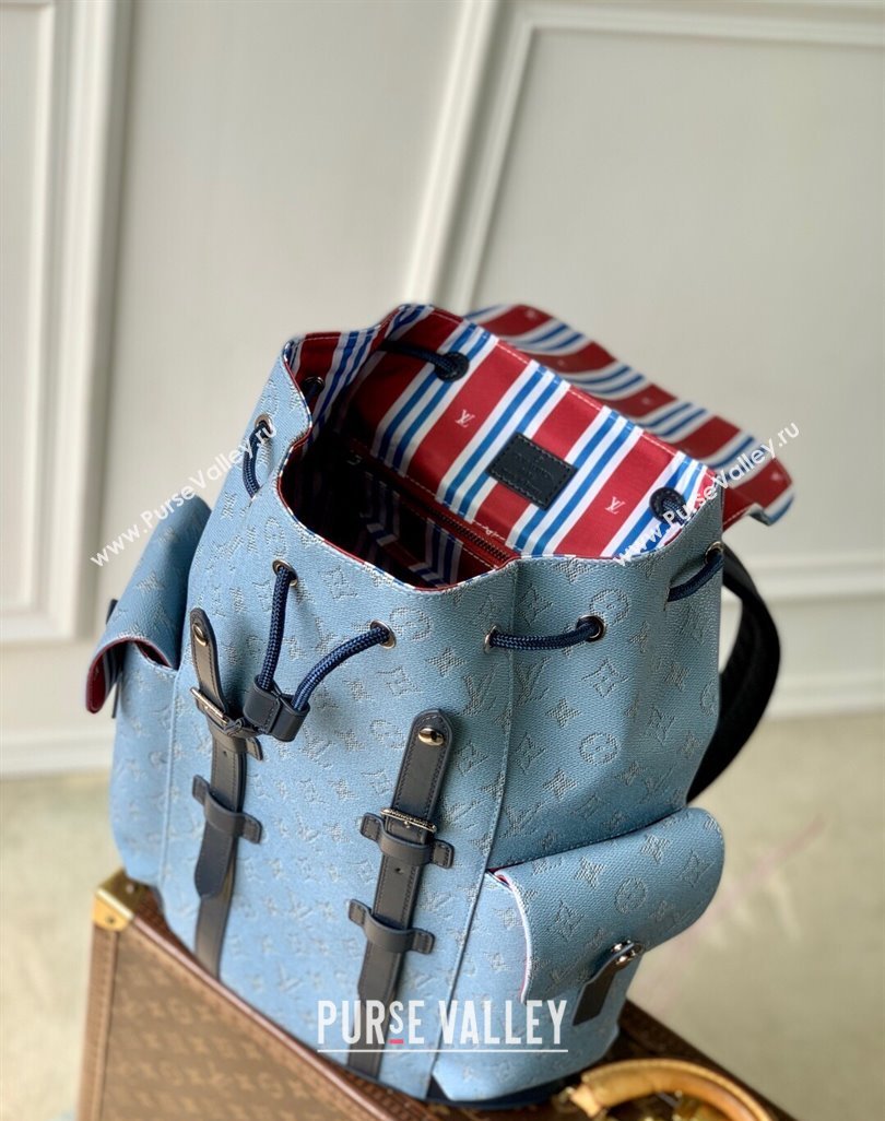 Louis Vuitton Mens Christopher MM Backpack Bag in Monogram Heritage Canvas Blue 2025 M14676 (KI-250524005)