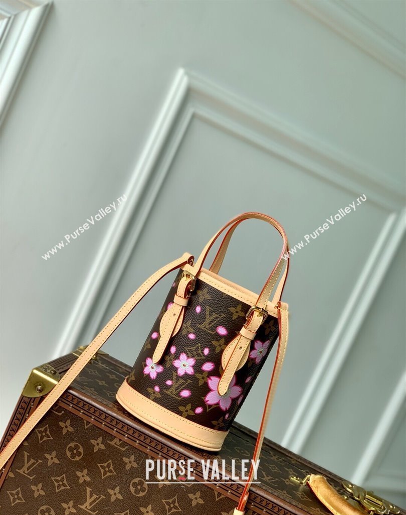 Louis Vuitton LV x TM Nano Bucket bag in Sakura Monogram Canvas with Cherry Blossom 2025 M13417 (KI-250523009)