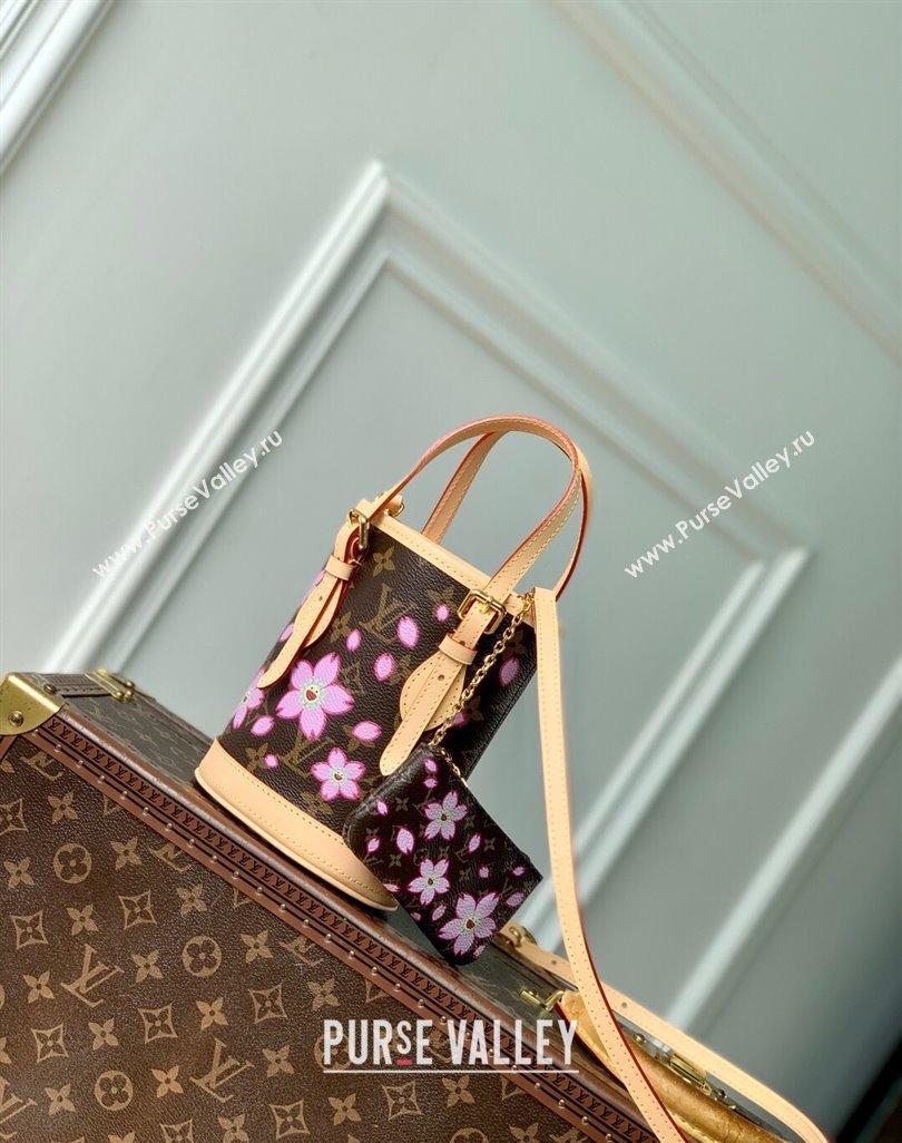 Louis Vuitton LV x TM Nano Bucket bag in Sakura Monogram Canvas with Cherry Blossom 2025 M13417 (KI-250523009)