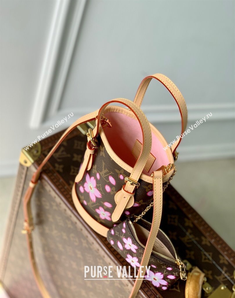 Louis Vuitton LV x TM Nano Bucket bag in Sakura Monogram Canvas with Cherry Blossom 2025 M13417 (KI-250523009)